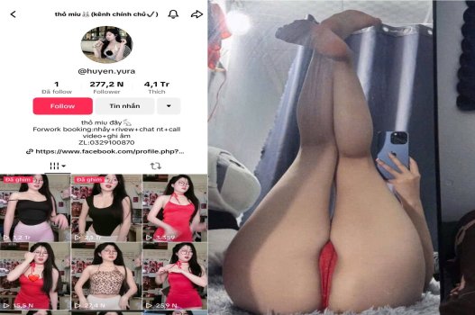 Tik toker Thỏ miu khoái lạc với cặp mông to